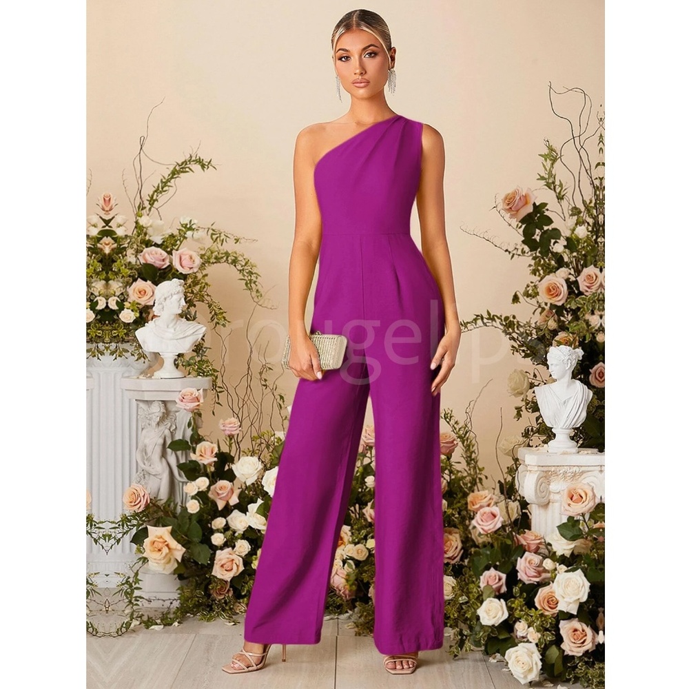 Rouge! One-Shoulder Magenta Jumpsuit